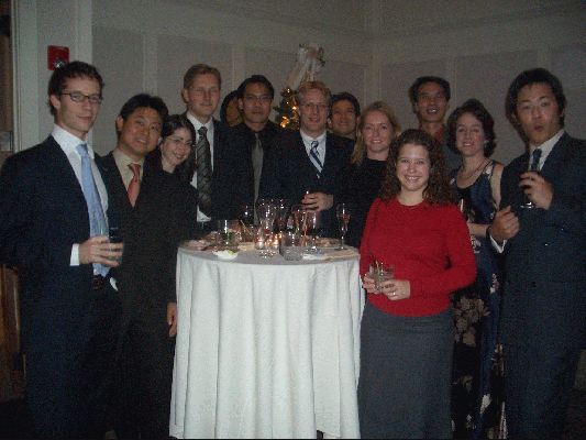 Orthopedic Department Party, Country Club Rochester, December 11, 2004
Brice, Dr Tomita, Sabine, Ari, Nattapol, Andras, Dr Taguchi, Me, Stacie, Dr Zhao, Kristin, Kenichiro
