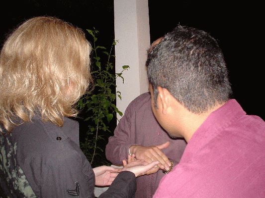 Tanuj reading my hands...
