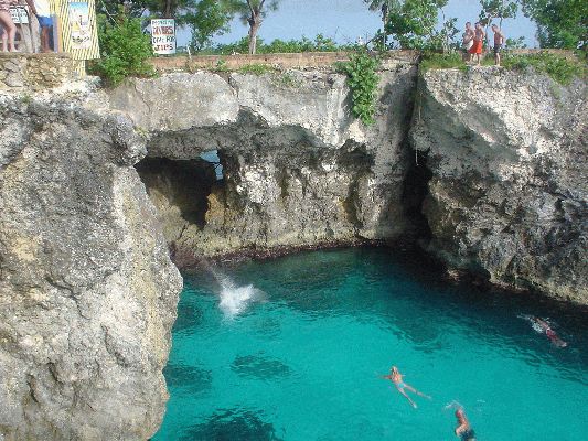 Cliff jumping at Rick's cafe, Negril
