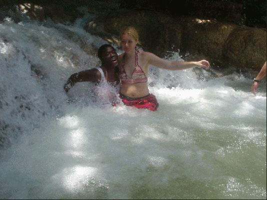 Dun's river waterfall, Ocho Rios
Ve and me in waterfall
