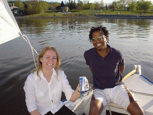 May 6, 2005 Lake Pepin MN
Thembani and me in his sailboat in Lake City
