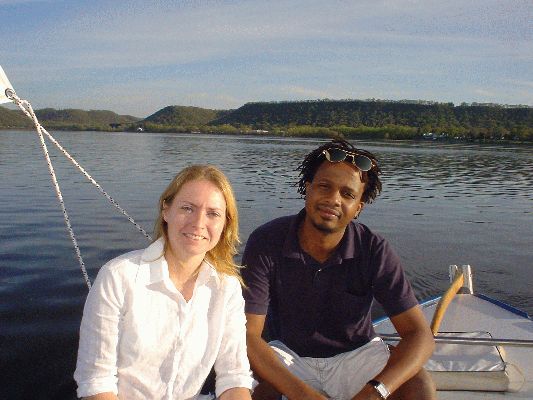 May 6, 2005 Lake Pepin MN
Thembani and me in his sailboat in Lake City
