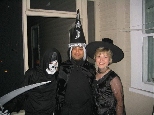 October 30, 2004 Haloween at Jennifer's Castle
Sara, Tanuj & Lisa 
