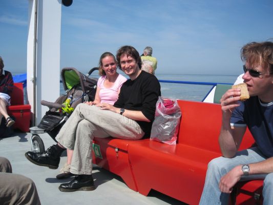Bob, Eveline and Ron on the boat
