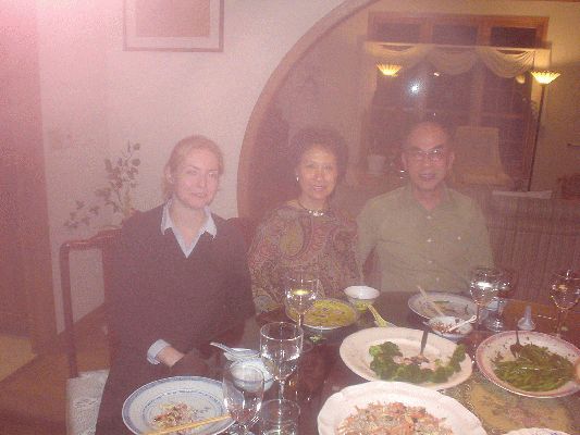 Diner at Dr. An's house, Dr. An and his wife, and Me
